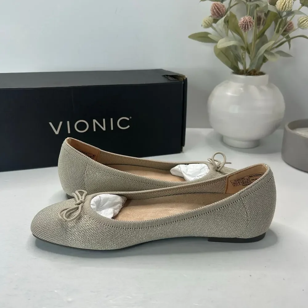 Vionic Klara Knit Square Toe Flats Oat Gold Women's 6.5 M Comfort Arch Support - Picture 8 of 11